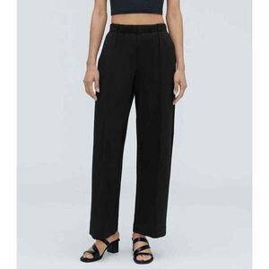 Everlane The Dream Wide Leg Pant Black Pull On Pintuck Pockets Size L